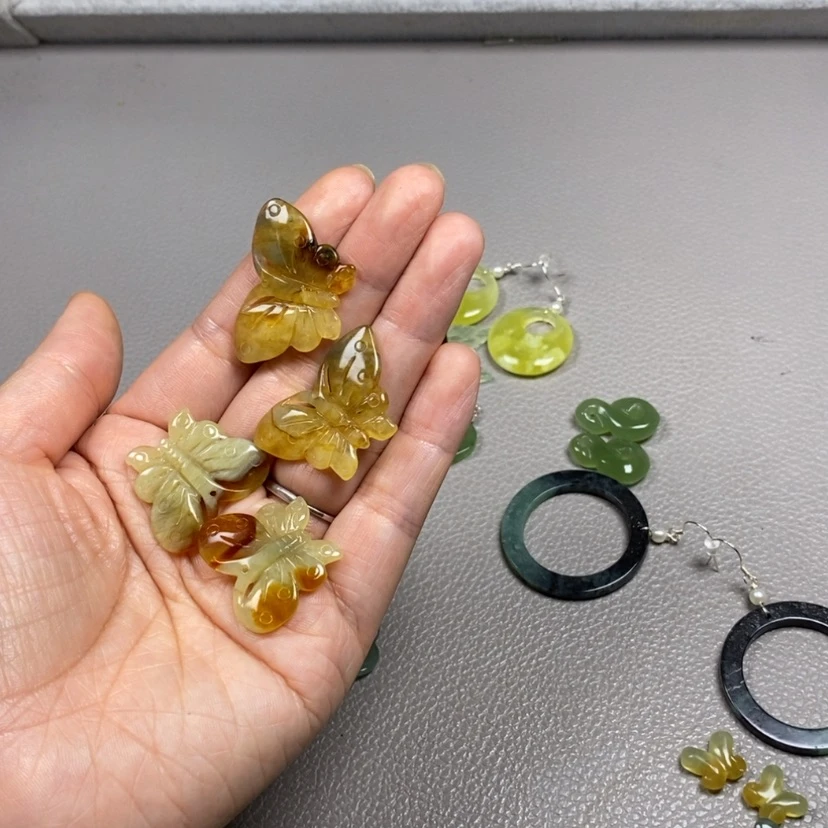 【闪购商品】未镶嵌蛇纹石玉挂件耳饰耳环项链猫**令