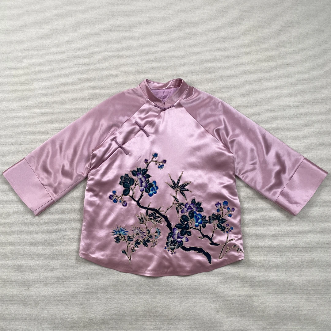 云饰图腾图腾原创新中式国风女装 新款重工刺绣盘扣斜襟立领上衣