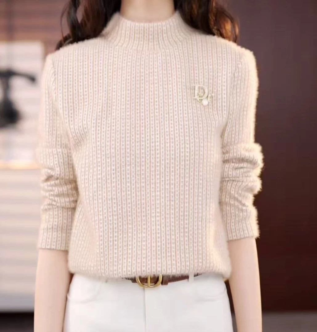 【送运费险】【送胸针】杭州原版正品2025秋冬气质显白杏色打底衫女