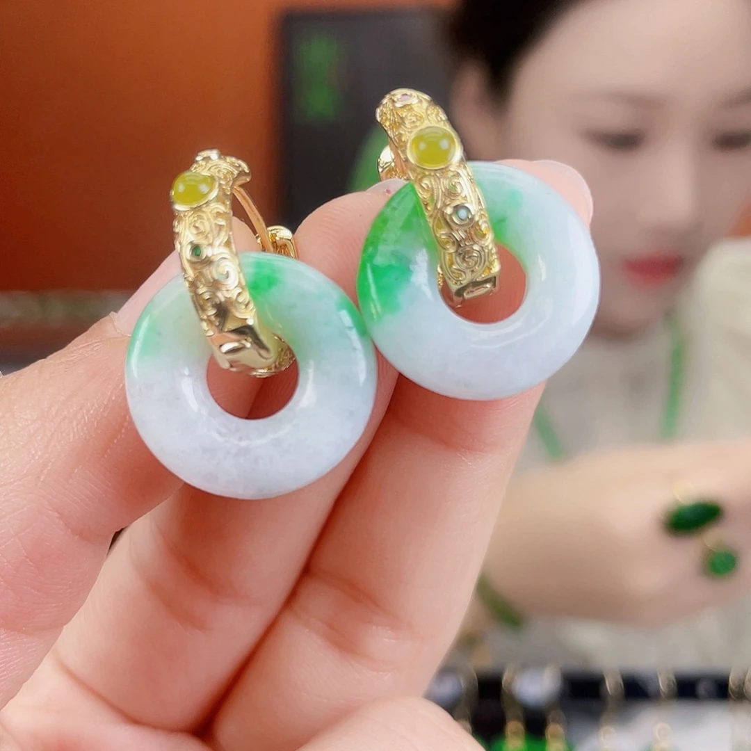翡翠未镶嵌耳饰饰品
