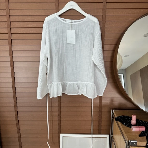【金恩慧欧尼Hi mood】氛围感荷叶边叠穿系带收腰长袖衬衫