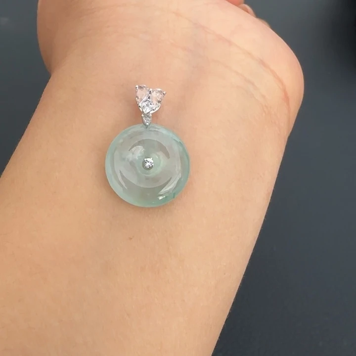 翡翠颈饰18K金镶嵌平安扣L