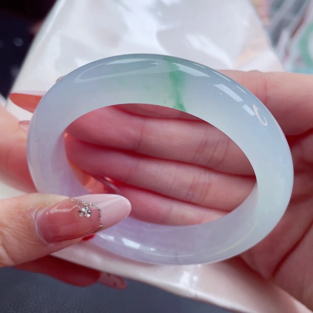 未镶嵌手镯翡翠53.0冰荔枝冻飘翠 高颜值高种水 19号