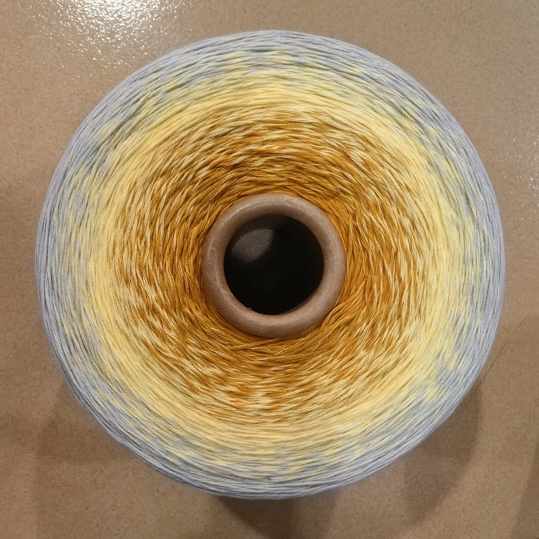 渐变色蛋糕线手工编织披肩毯子适用的纯棉毛线