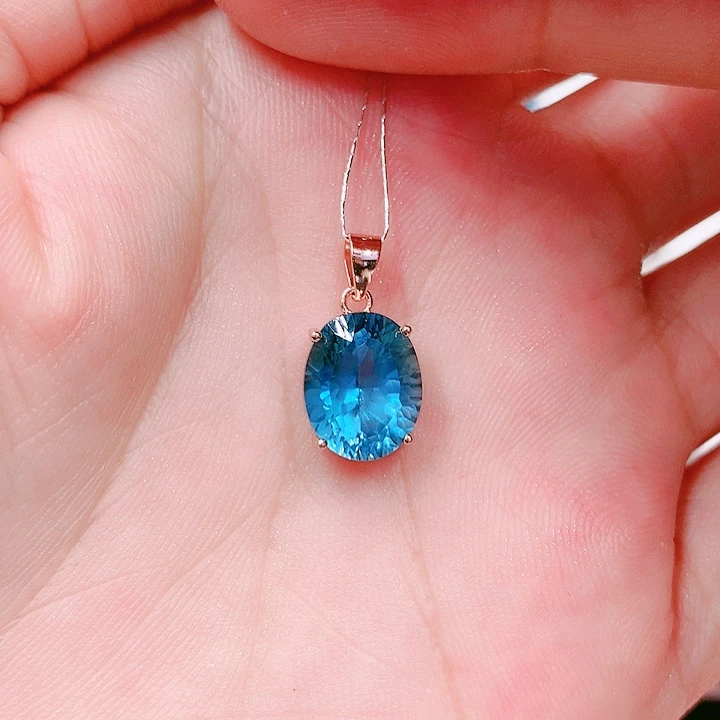 托帕石吊坠(不含链)银S925镶嵌9✖️11