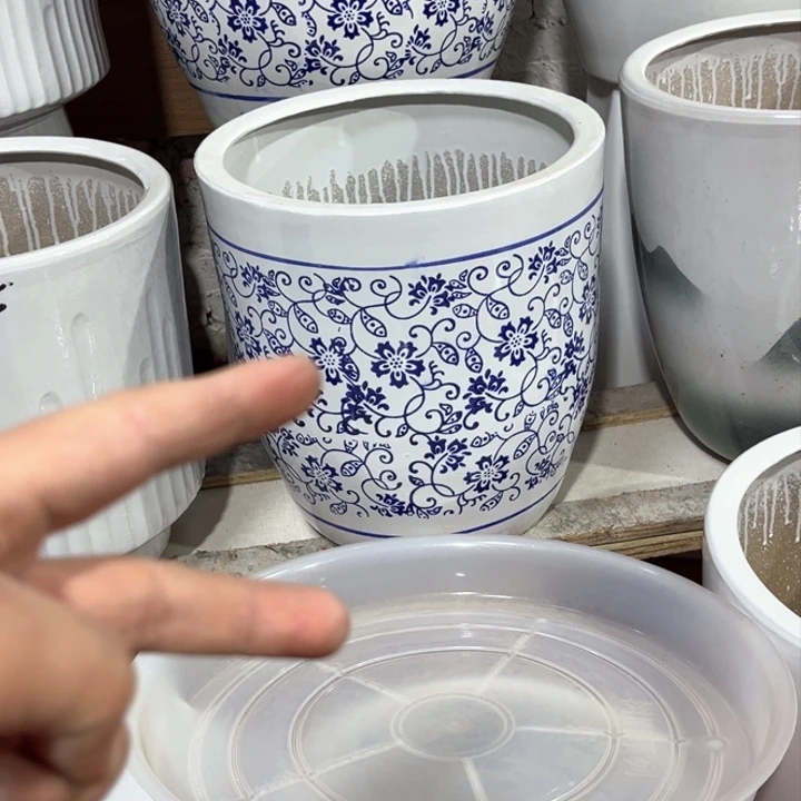 青花大号正常品加带轮托盘