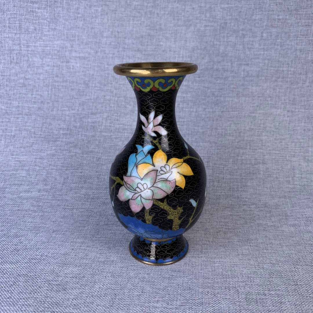 精品景泰蓝花卉瓶古瓷器真品国营镇江市文物商店库出5128199