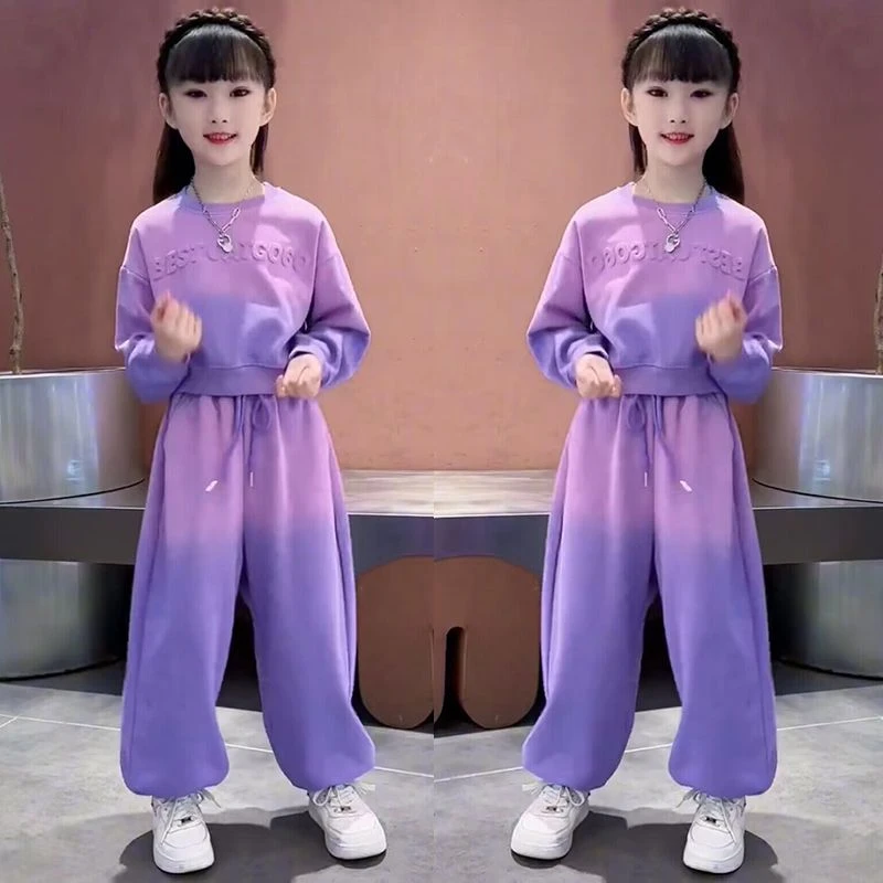 2025新款女童套装韩系网红童装女孩秋季中大童运动休闲卫衣两件套