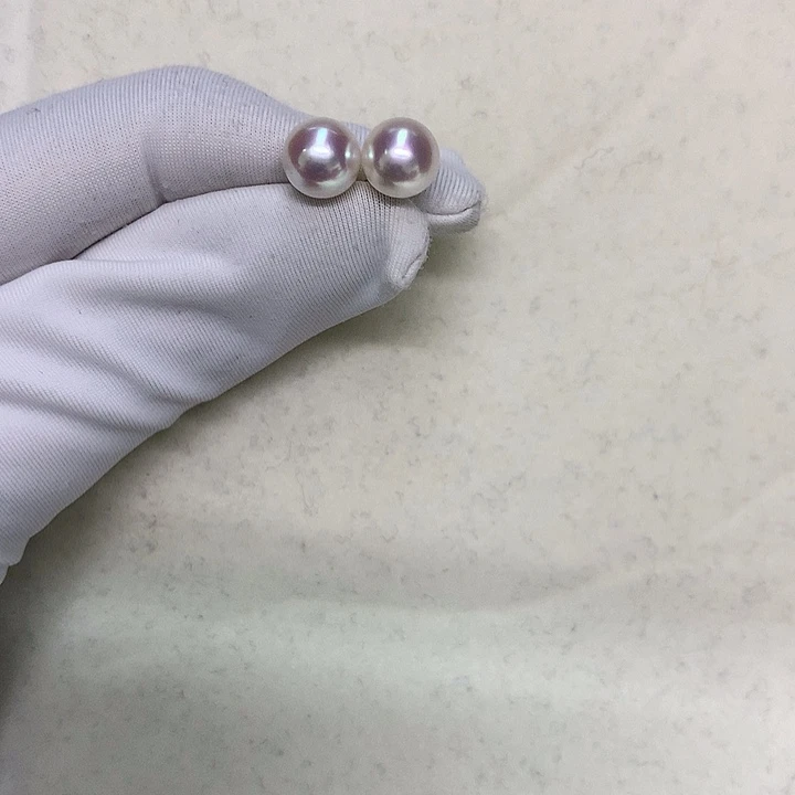18K金镶嵌海水珍珠耳钉7-7.5