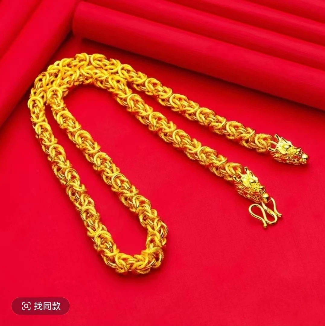 合金项链 合金手链金色龙骨项链霸气男款时尚潮流磨砂仿黄金饰品