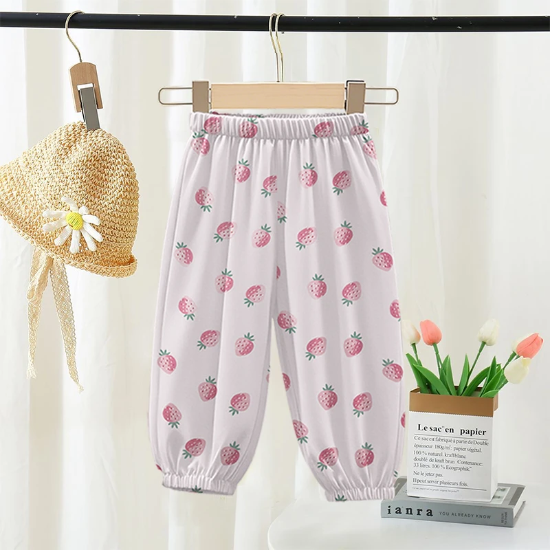 2025新款宝宝冰丝防蚊裤男女童夏季卡通长裤休闲居家儿童灯笼裤