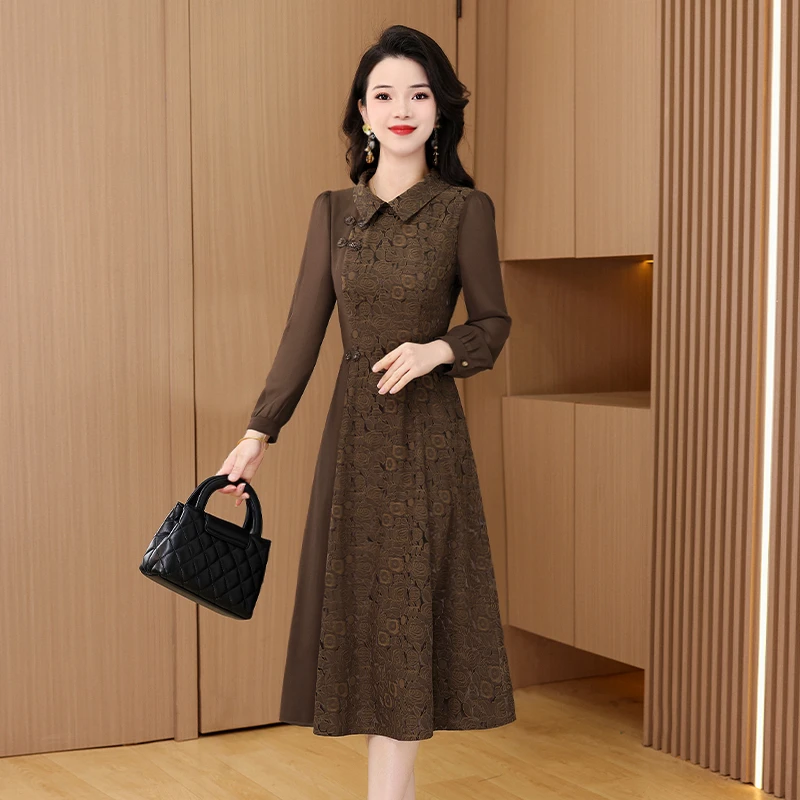 【连衣裙】24442梦晚春季气质时尚优雅大气修身休闲显瘦连衣裙-XZY