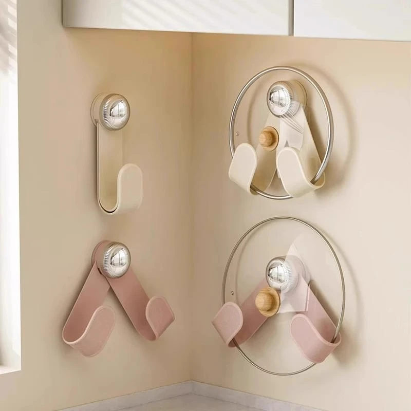 奶油吸盘旋转锅盖架壁挂式免打孔厨房置物架收纳挂架菜板架砧板架