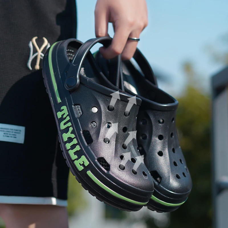 2025凉拖鞋男款洞洞鞋雨天洗澡沙滩凉鞋厚底速干防滑轻便耐磨凉鞋