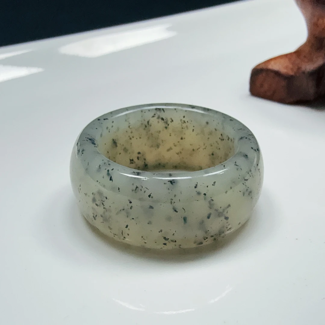 【伟伟鉴定】和田玉 青花 宽版 戒圈 16 号 10×3（需拍大一码）