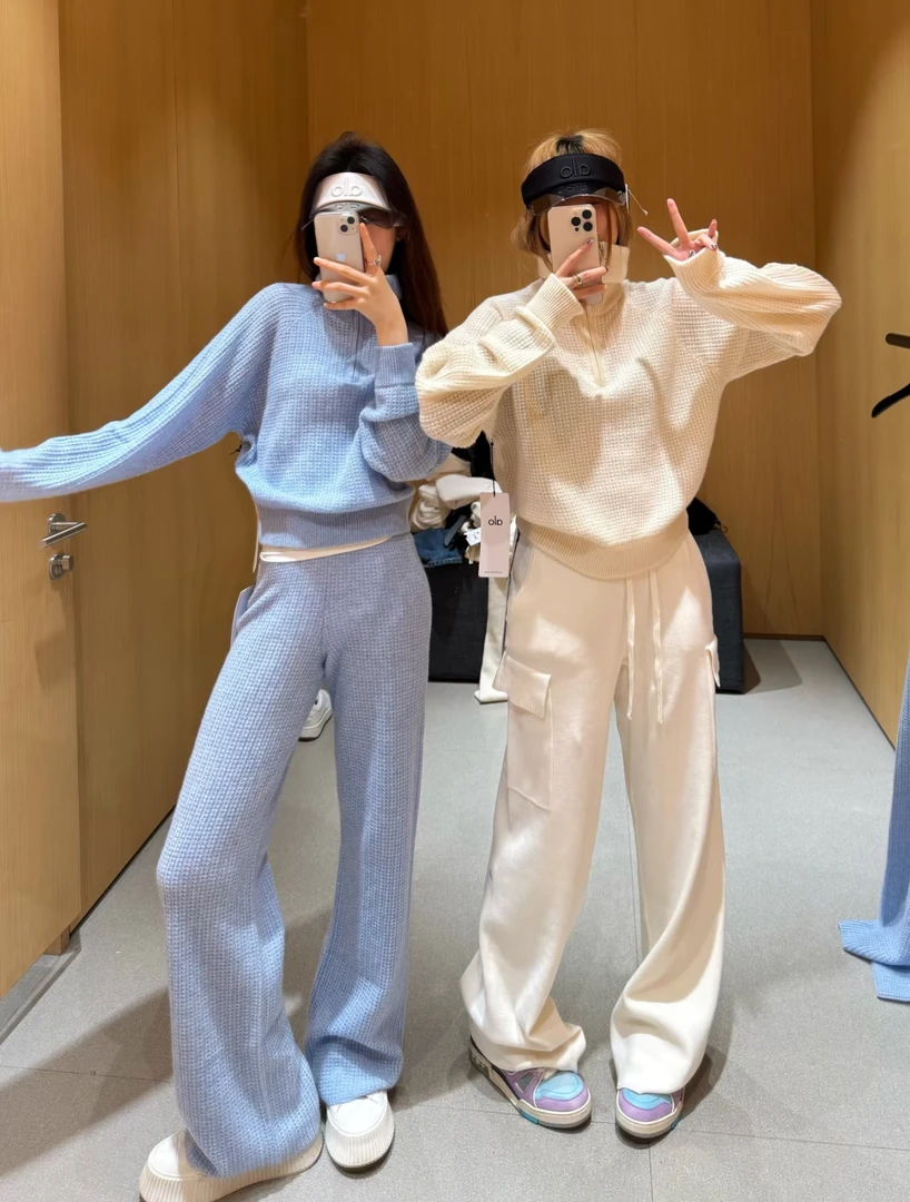 休闲显瘦春秋厚款百搭羊绒衫上衣华夫格针织秋季秋冬圆领春季