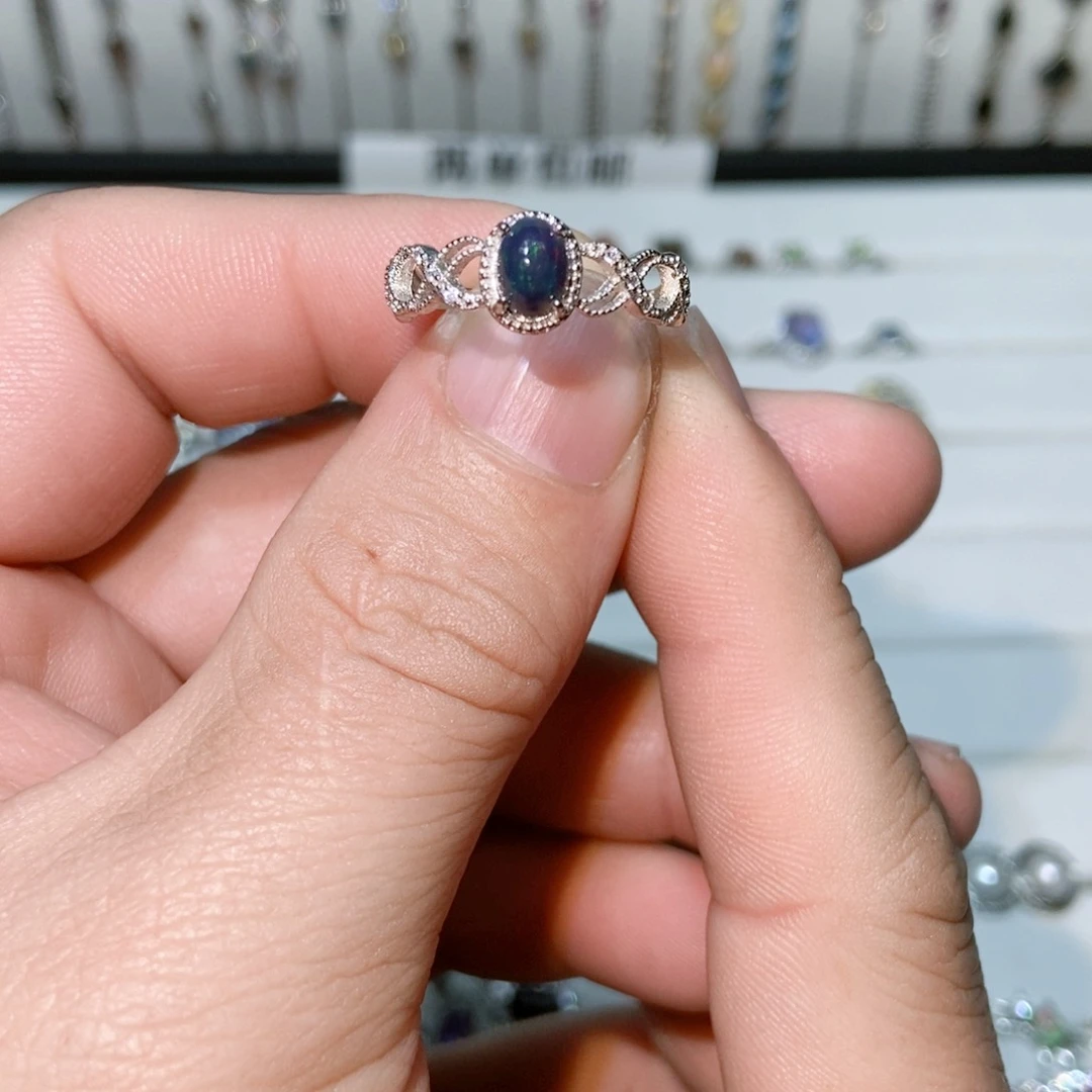 绿水晶戒指银S925镶嵌