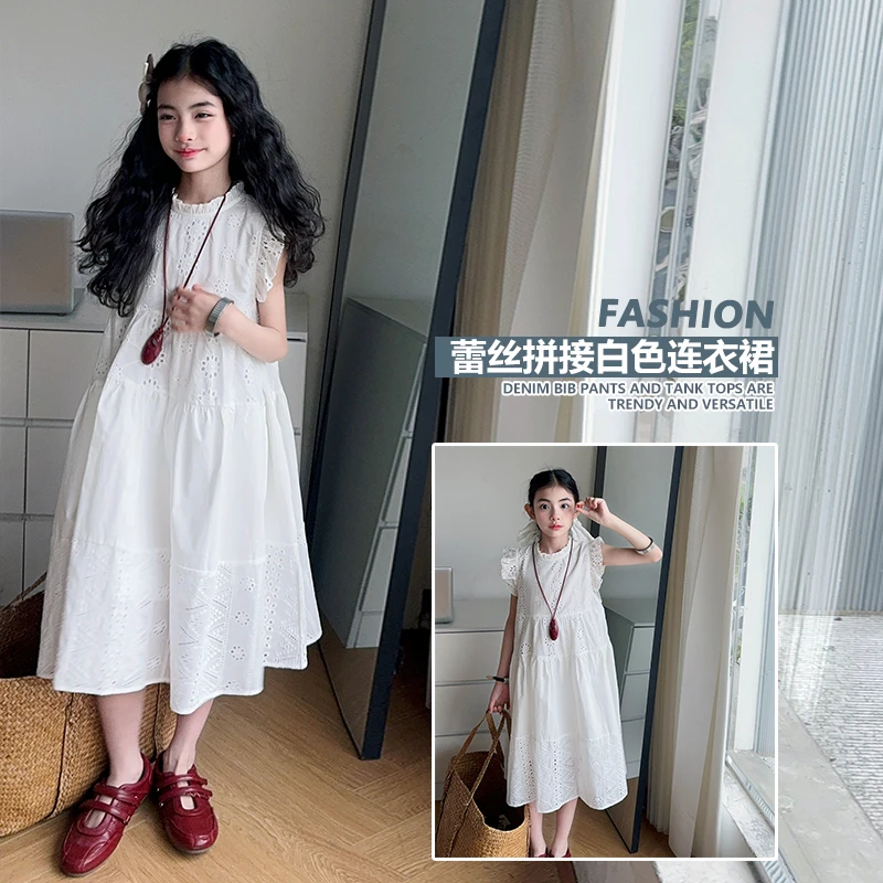 女童连衣裙夏季洋气儿童法式泡泡袖裙子韩版时尚宽松公主裙中大童