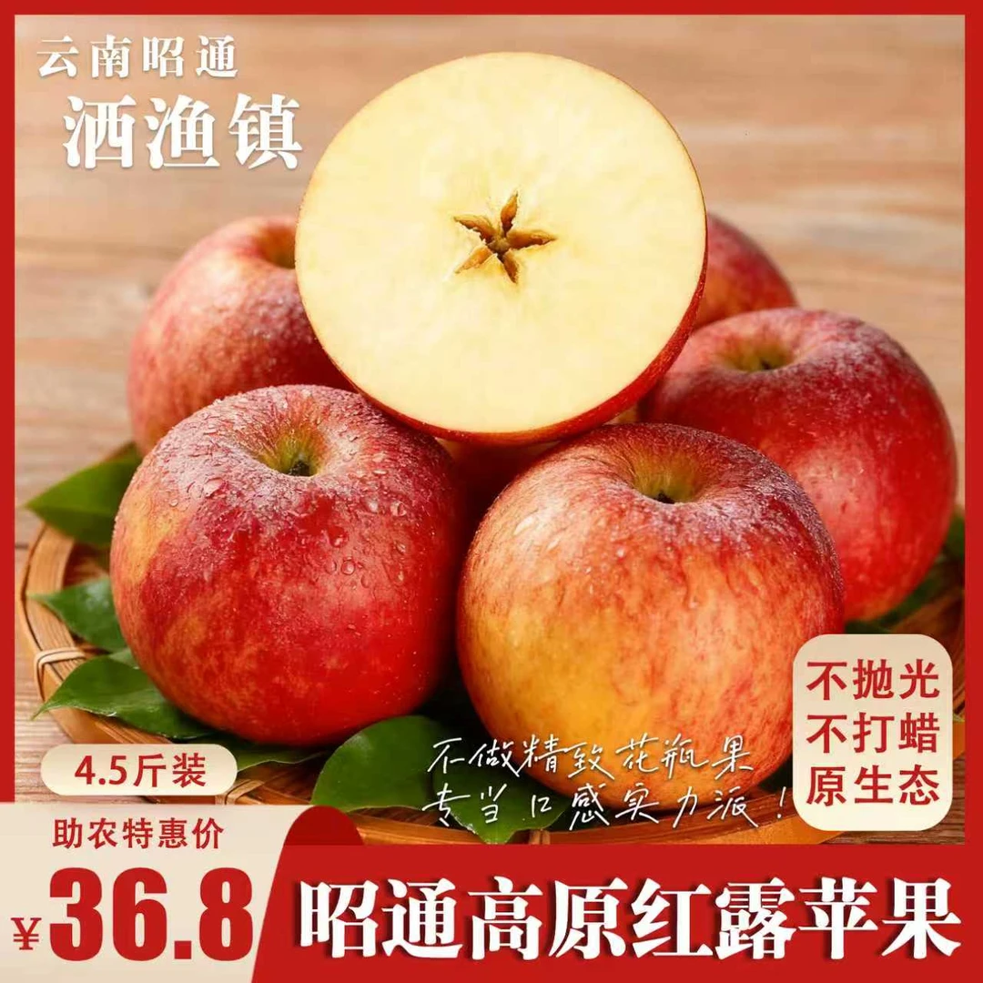 【旭捷】 云南高原红露苹果甜脆多汁 新鲜现摘产地直发不抛光不打蜡
