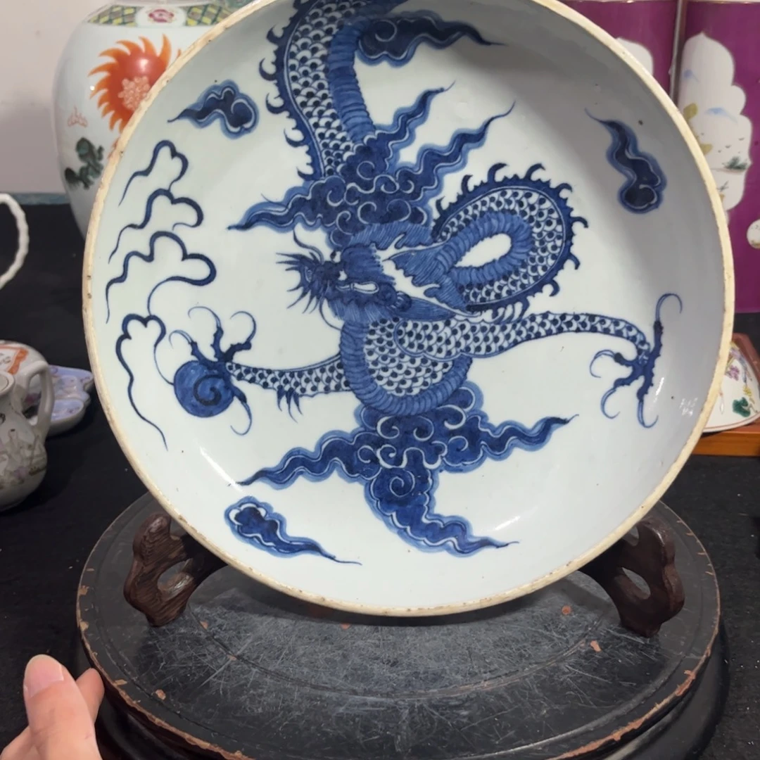 摆件青花云龙纹赏盘
