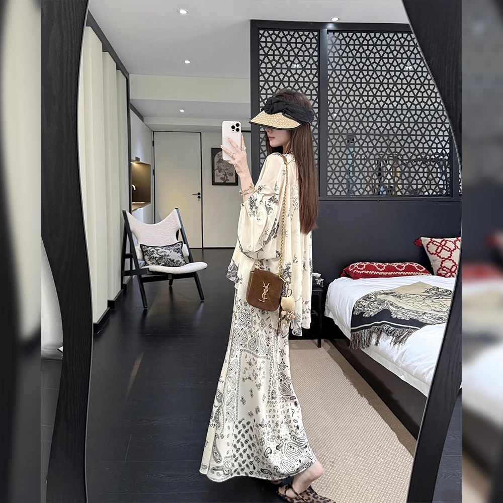 大码女装300斤胖MM时尚慵懒风印花上衣半身裙两件套10028