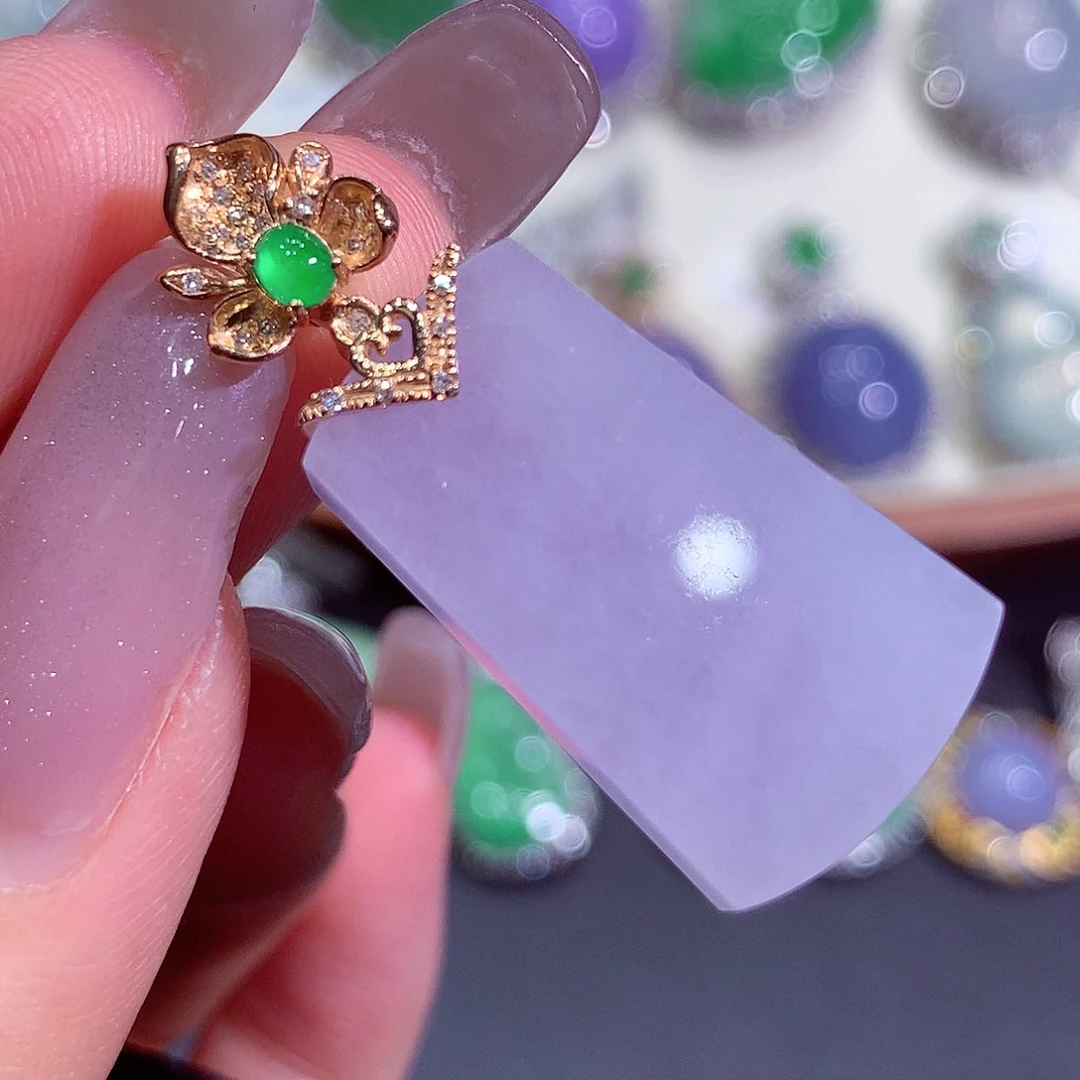 翡翠18K金镶嵌吊坠(不含链)