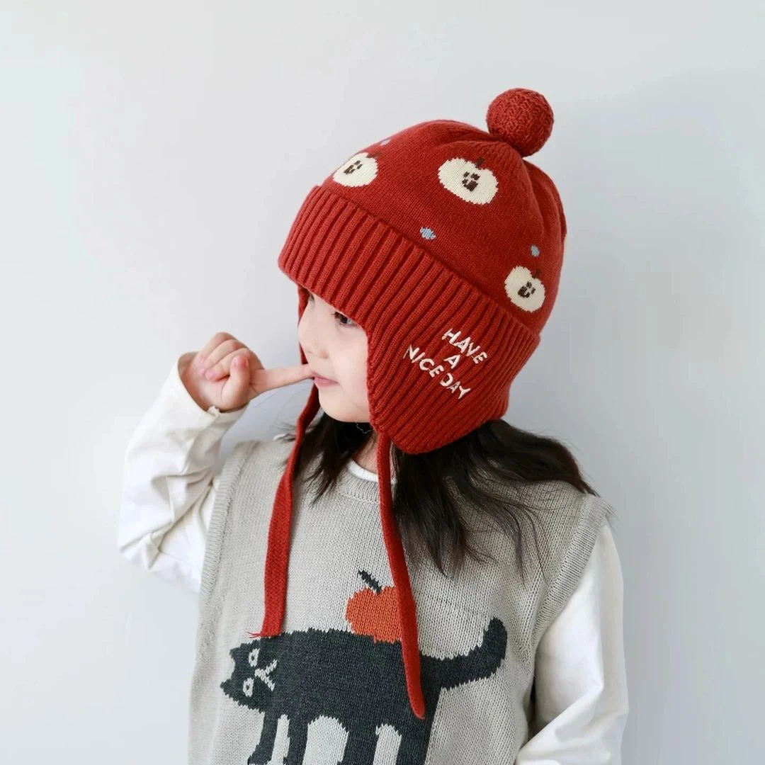 儿童护耳帽子冬季加厚保暖男孩子防风针织帽韩版时尚女宝宝毛线帽