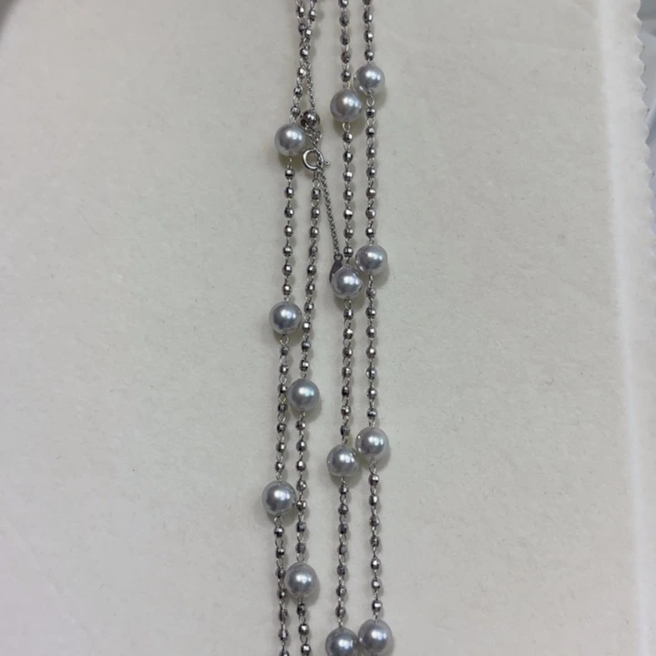 海水珍珠毛衣链银S925镶嵌