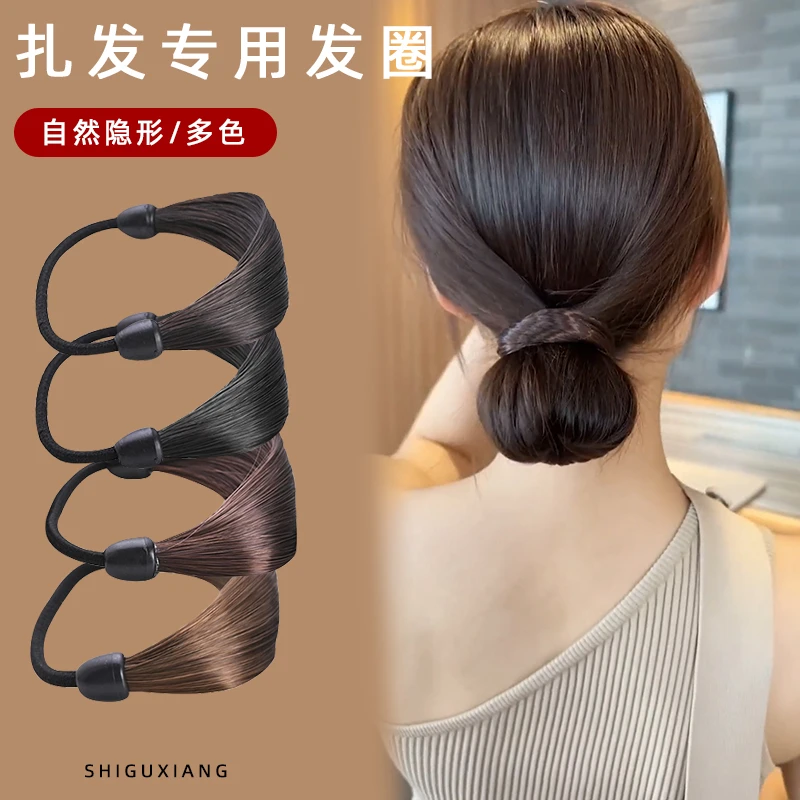 黑色皮筋日韩气质隐形头绳显白设计高马尾成人时尚发圈