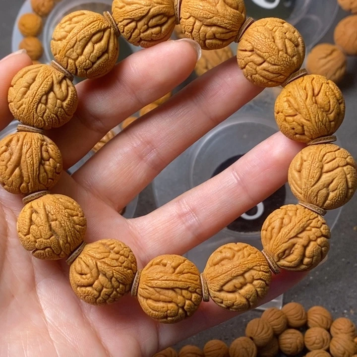 文玩核桃手串秦岭野生龙纹桃核20