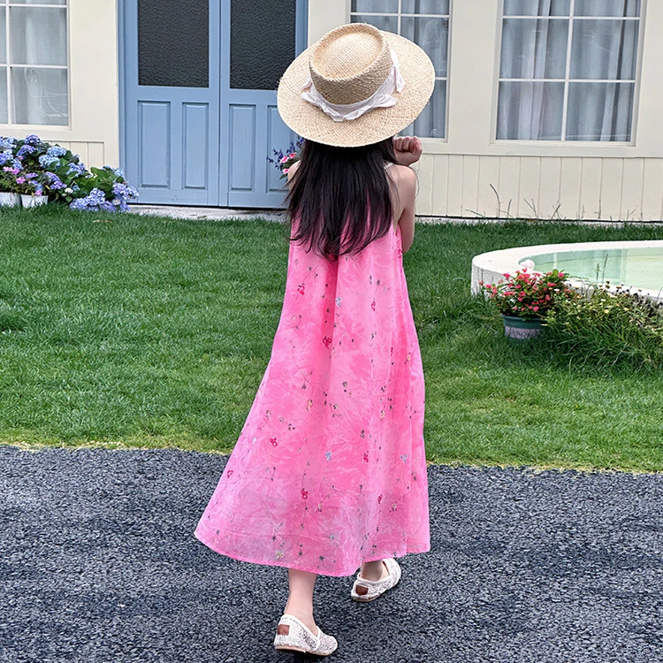 女童无袖吊带裙夏季新款旅游波西米亚连衣裙儿童三亚必备沙滩裙