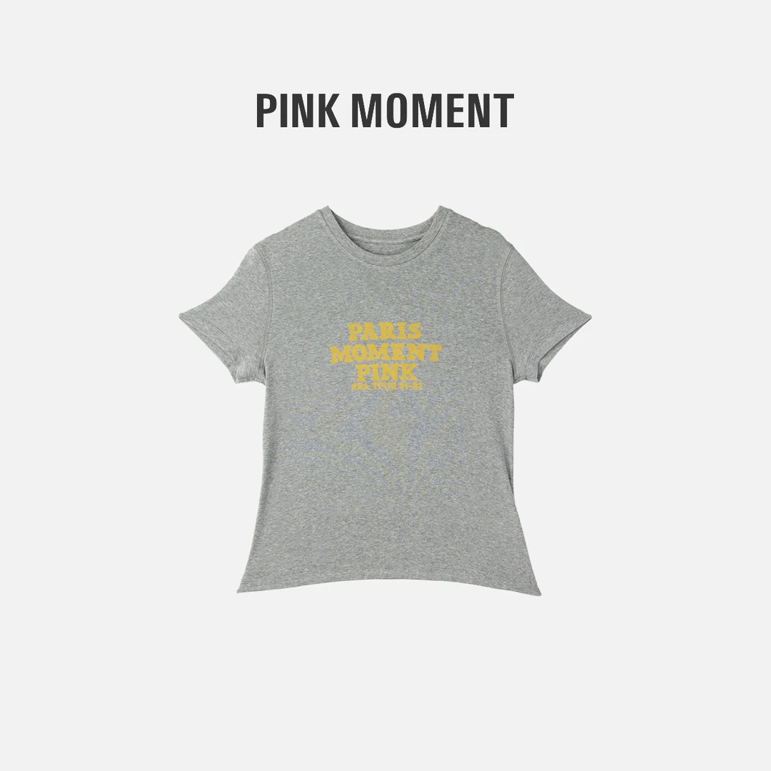 PM王囡囡 灰色英文字母圆领短袖 ND1A0171