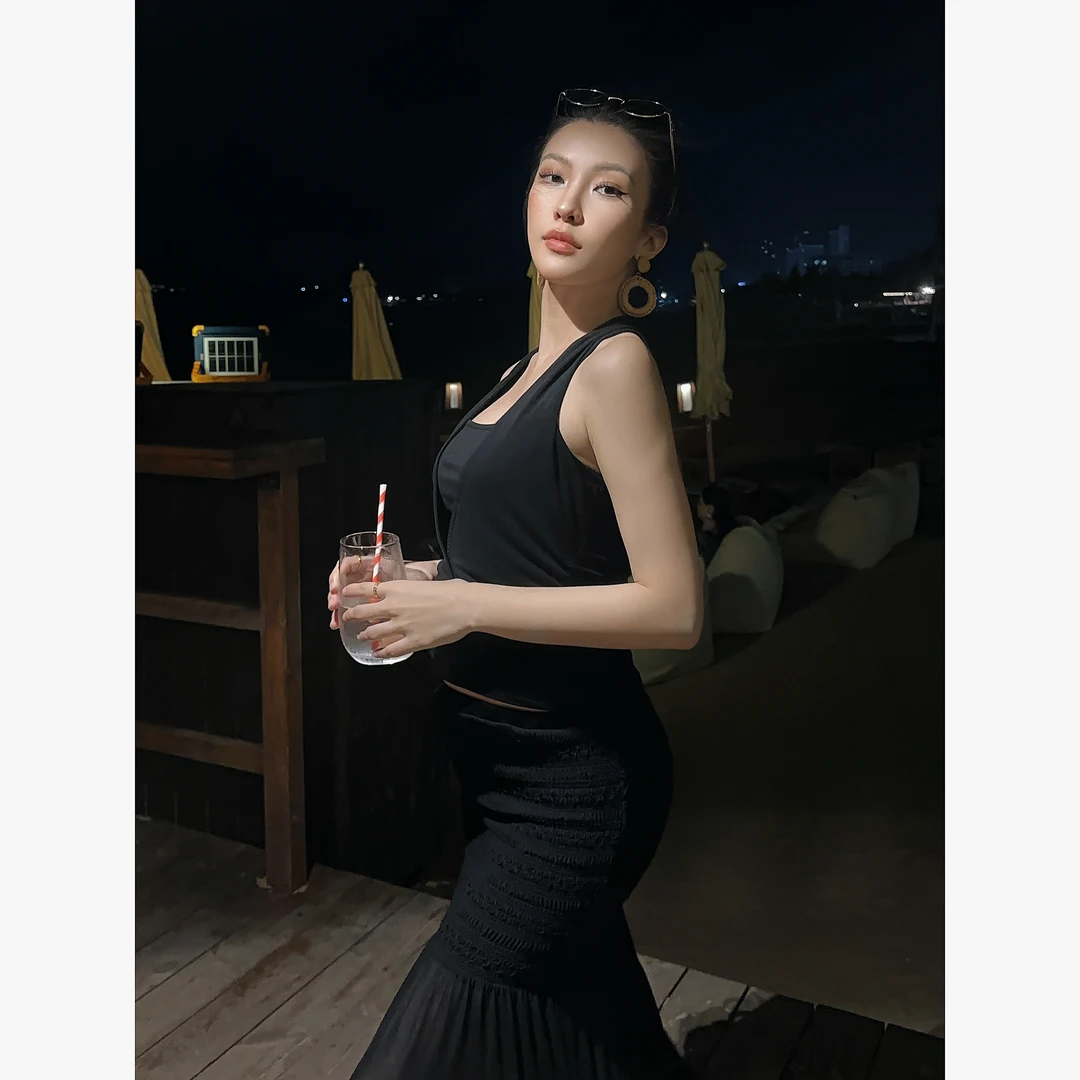 JIJINQI时尚百搭休闲夏季网红气质显瘦设计挂脖上衣 JD05SZPT1356