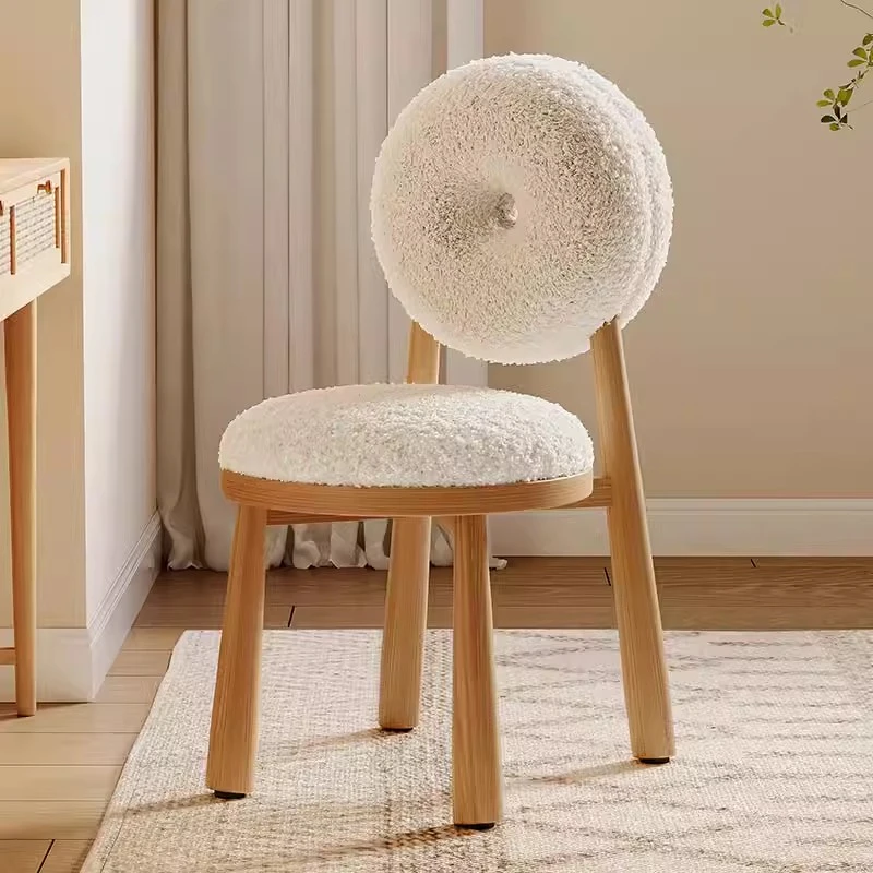 网红化妆椅甜甜圈餐椅羊羔绒梳妆台椅子化妆凳子女生卧室美甲椅子