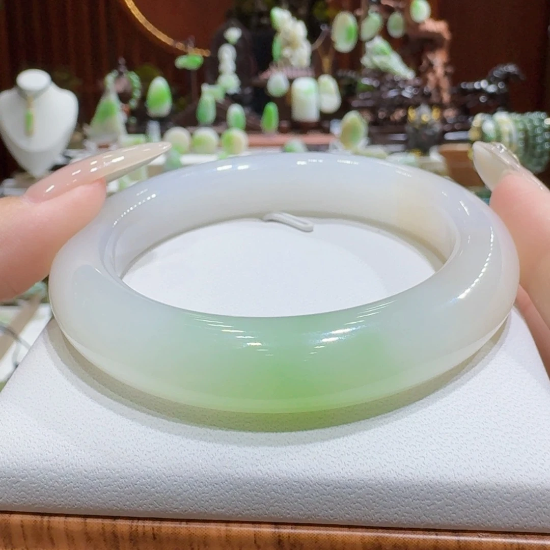 和田玉（翠青玉）手镯未镶嵌翠青三色5657