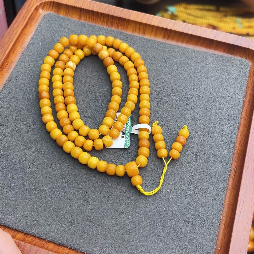 琥珀手链未镶嵌6m108鸡油黄