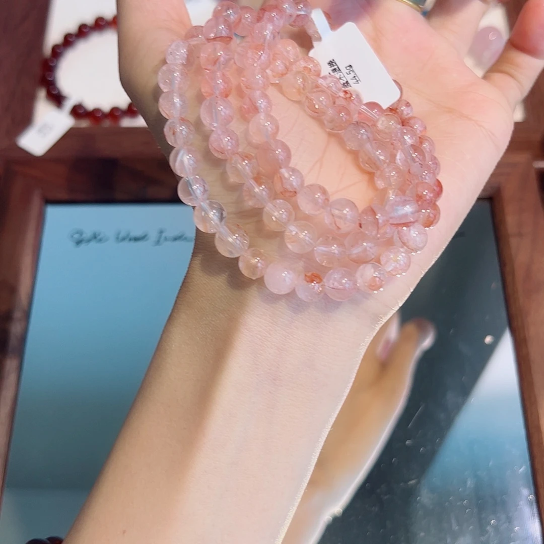 未镶嵌手链水晶红胶花7m三圈