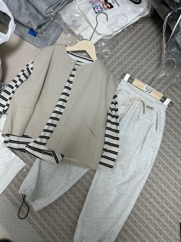 条纹t两件套韩版上衣