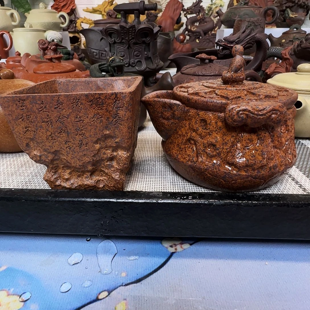 紫砂茶壶石窟手抓