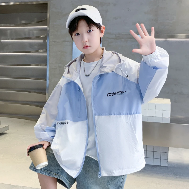 男童防晒衣薄款外套2025新款大儿童男孩夏季透气冰丝防晒服紫外线