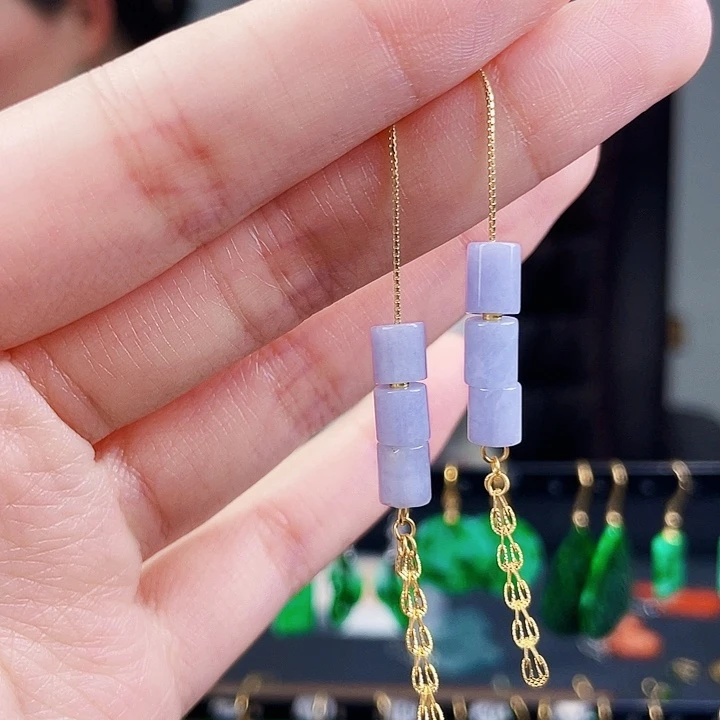 翡翠耳饰银S925镶嵌饰品