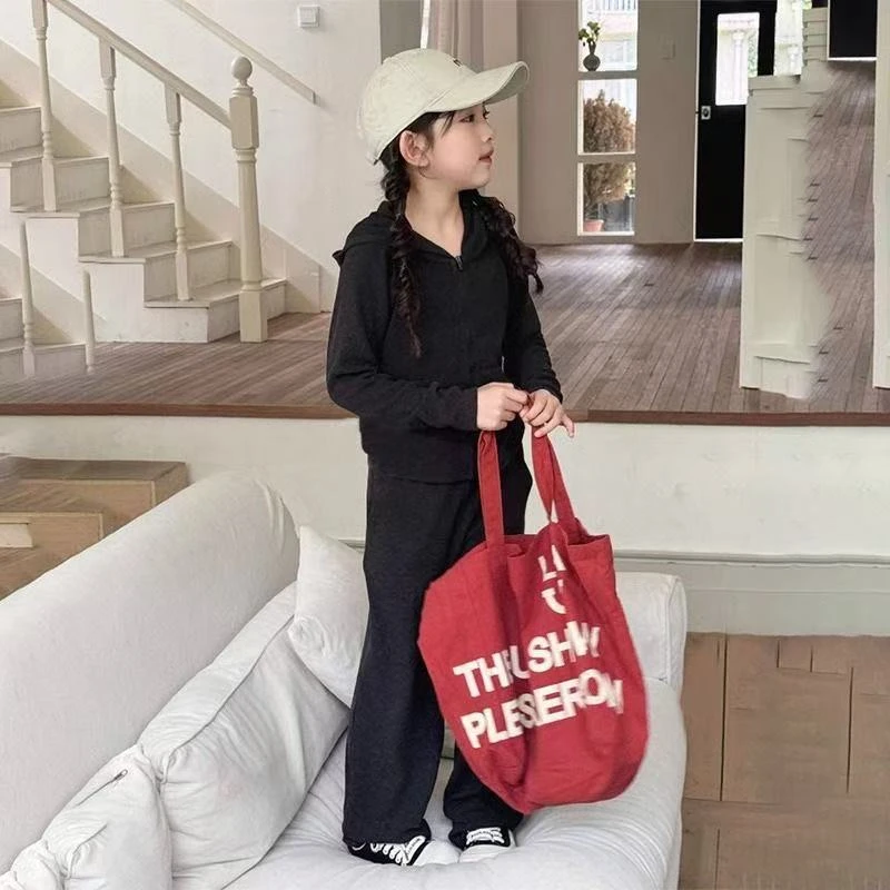 女童针织衫套装秋款2025新款儿童时尚运动休闲宽松连帽两件套洋气