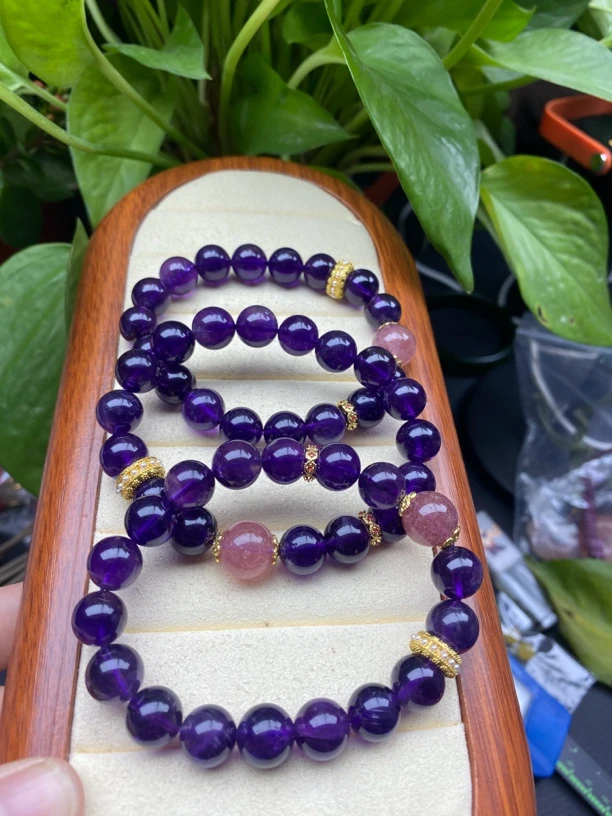 68天然紫水晶手串，卡10mm多样性发其一