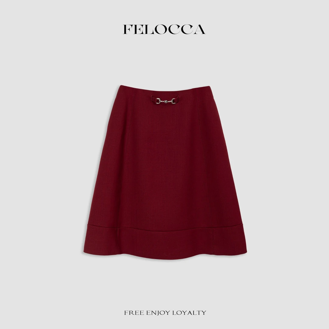 NO退NO换【FELOCCA】百搭显瘦A字中长半身裙女秋冬新款半裙CC2538