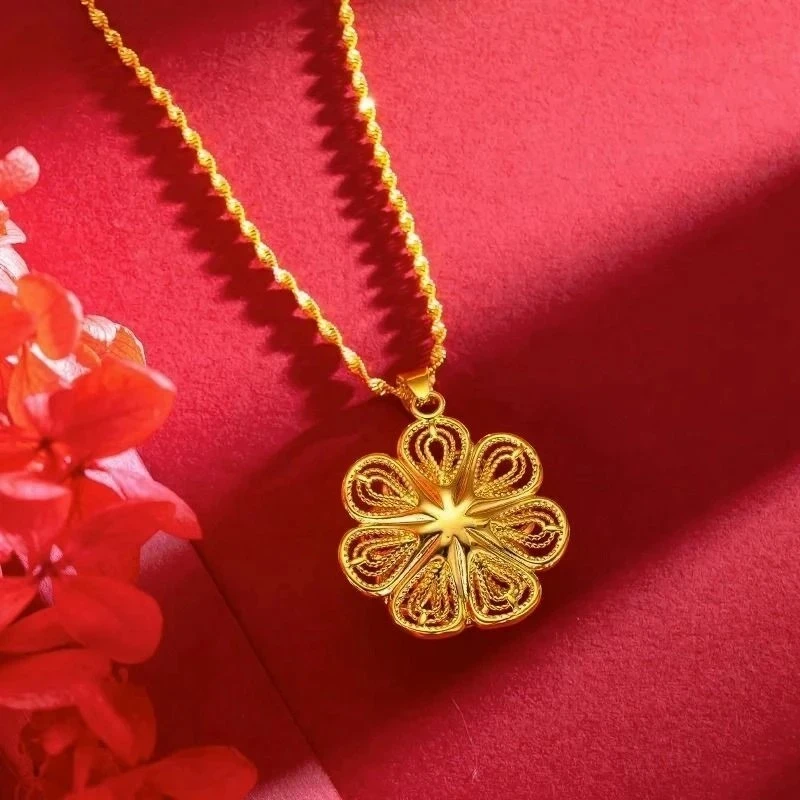铜合金项链 富贵花项链越南女款吊坠项链锁骨链