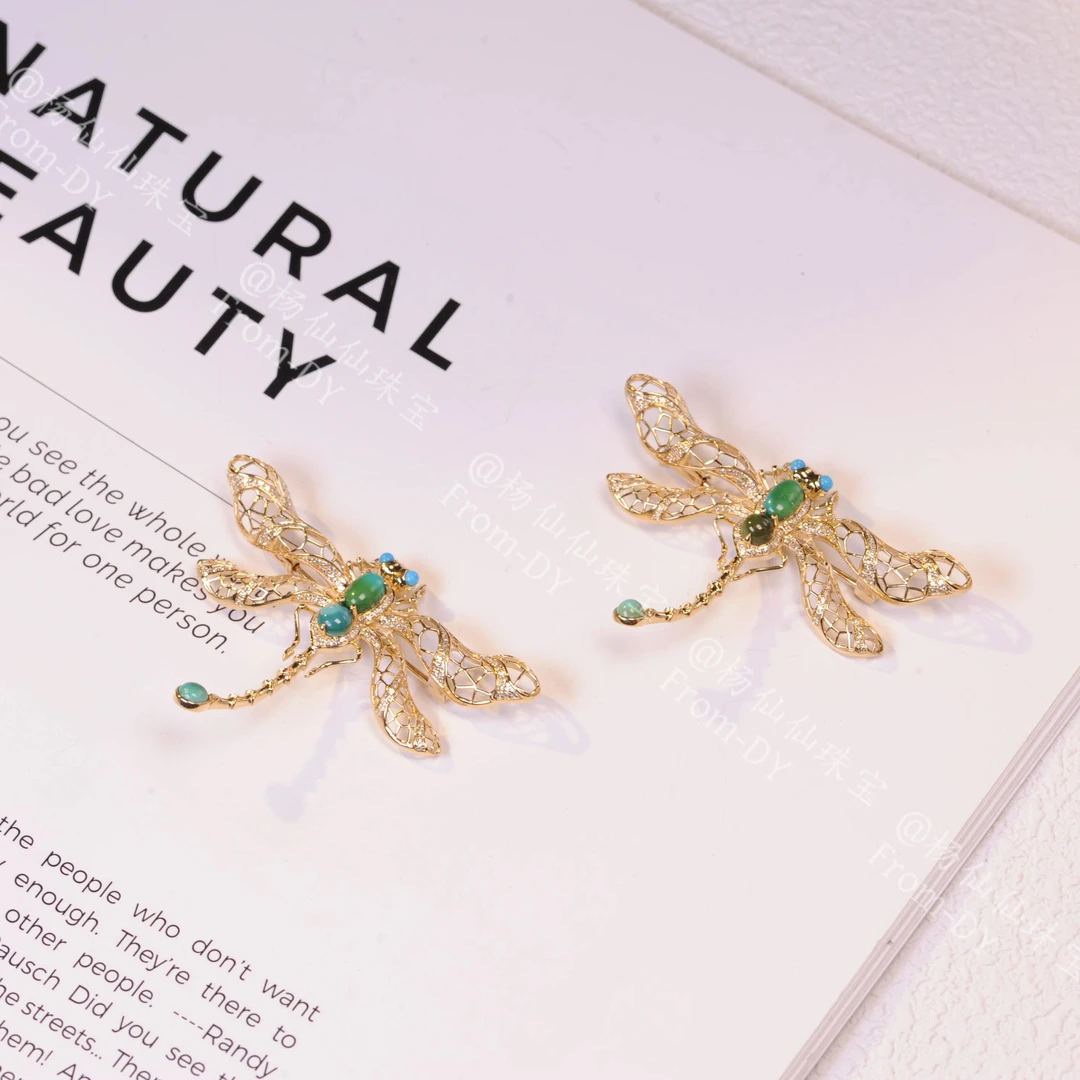 【杨仙仙珠宝】18K金镶嵌绿松石多宝胸针-多样性发其一- A3346