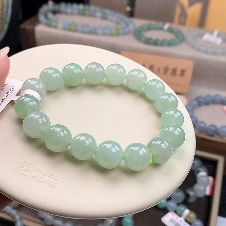 翡翠未镶嵌手链糯种晴水绿，无瑕，炸