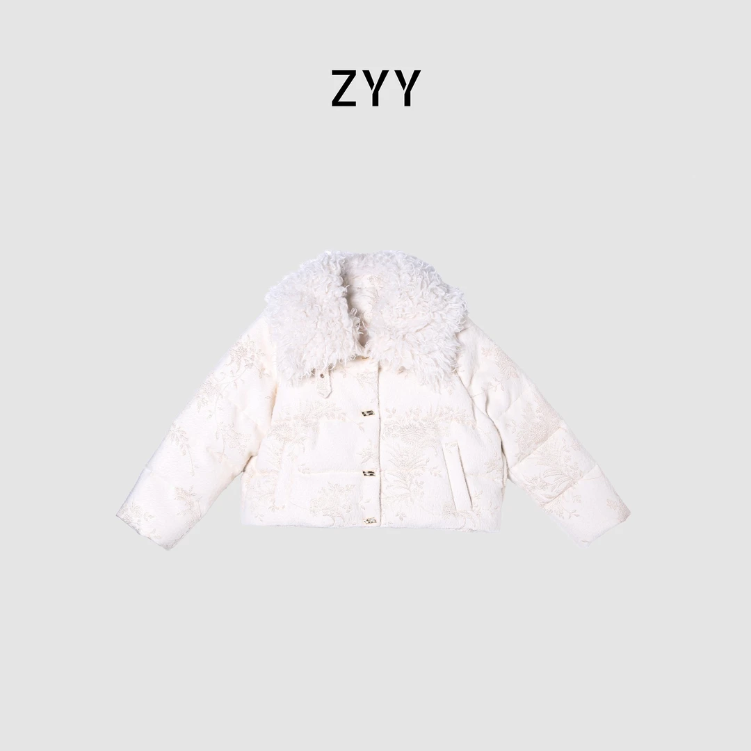 ZYY【朝雾绣球】2024S/新款提花奢感新中式御寒羽绒服X25DYRF05390