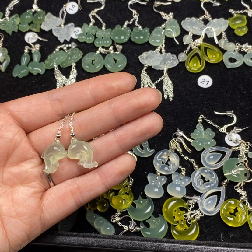 【闪购商品】蛇纹石玉挂件耳饰耳环项链未镶嵌-****