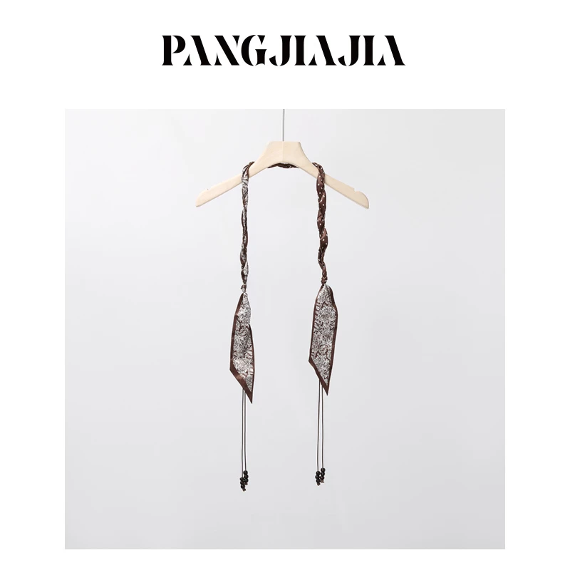 【胖佳佳】现货~时髦精 印花丝巾秋季高级氛围感裤腰绳H625P14533